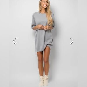 NWT Comfrt Gray Casual T-Shirt Dress - Oversized Pajamas Sleepwear Loungewear